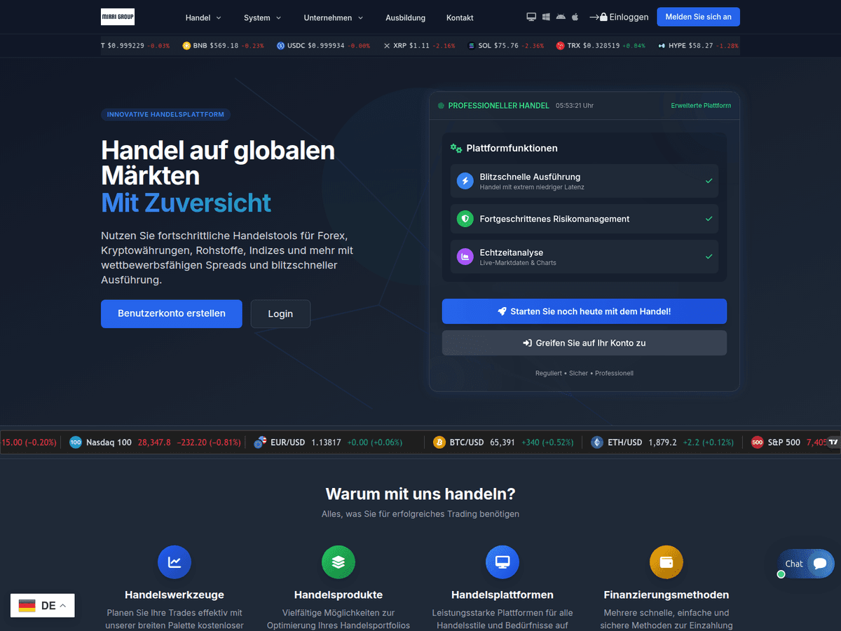 Screenshot der Webseite Joinmirrigroup (joinmirrigroup.com)