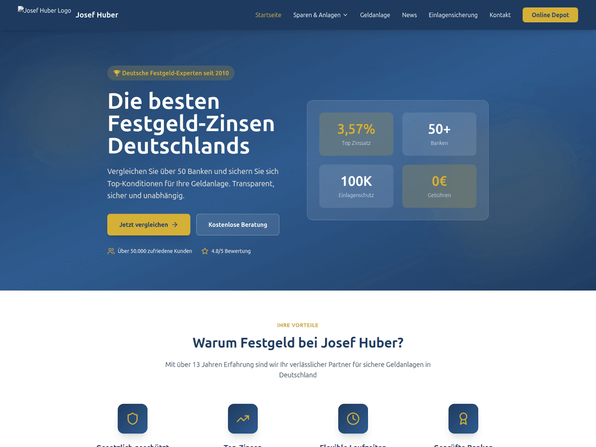 Screenshot der Webseite Josef Huber (josef-huber.ch)