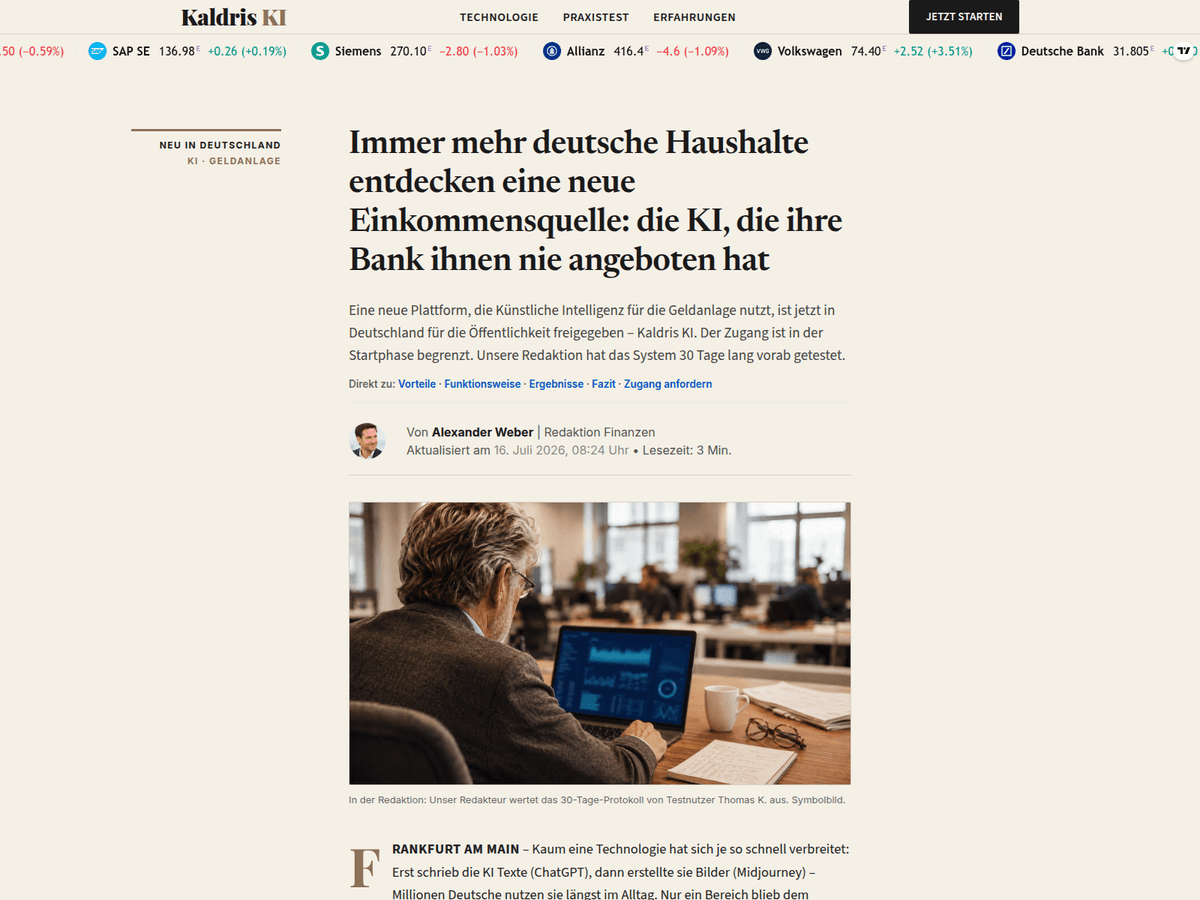 Screenshot der Webseite Kaldris Ki (kaldris-ki.de)
