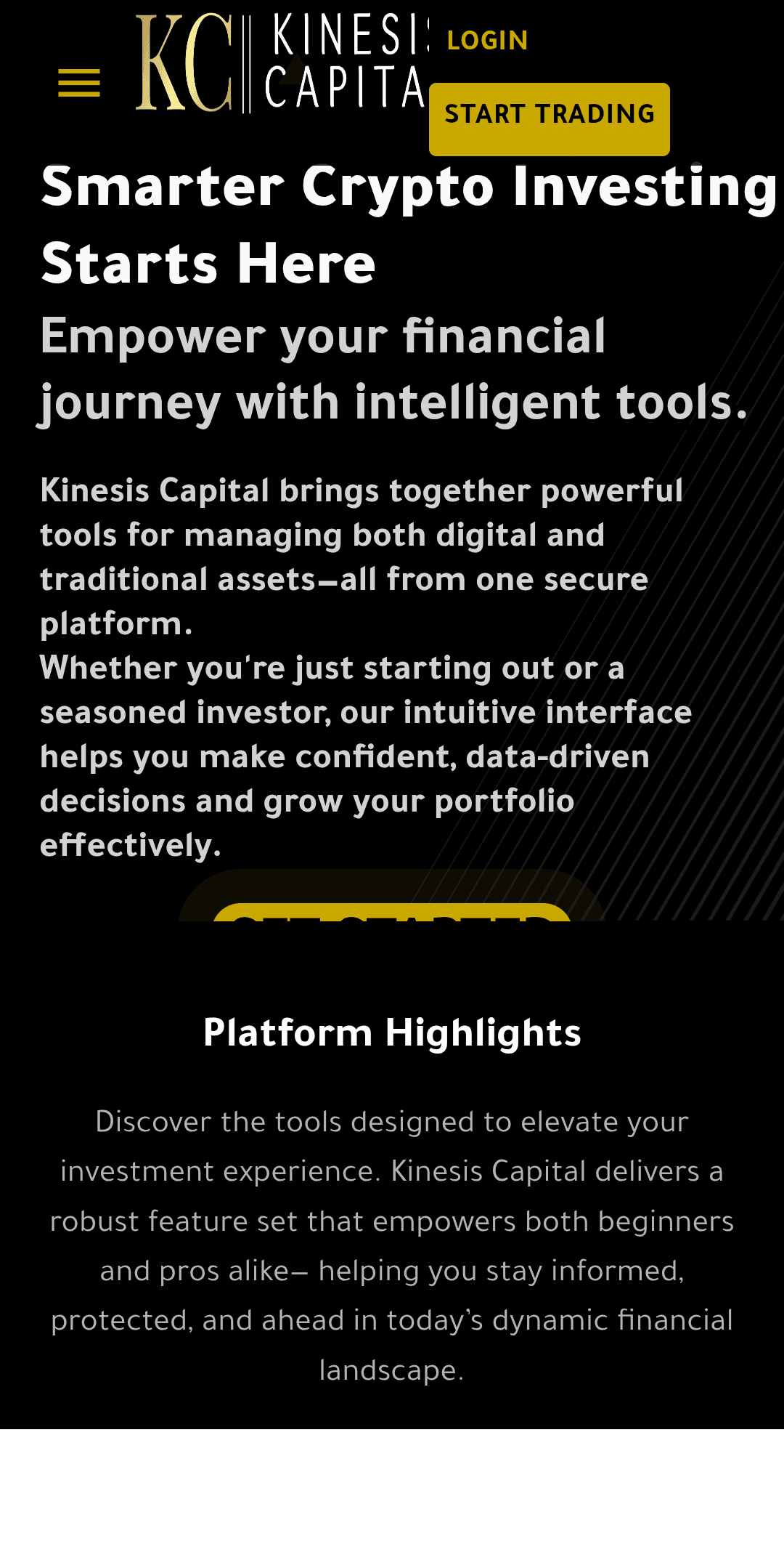 Screenshot von Kinesis Capital
