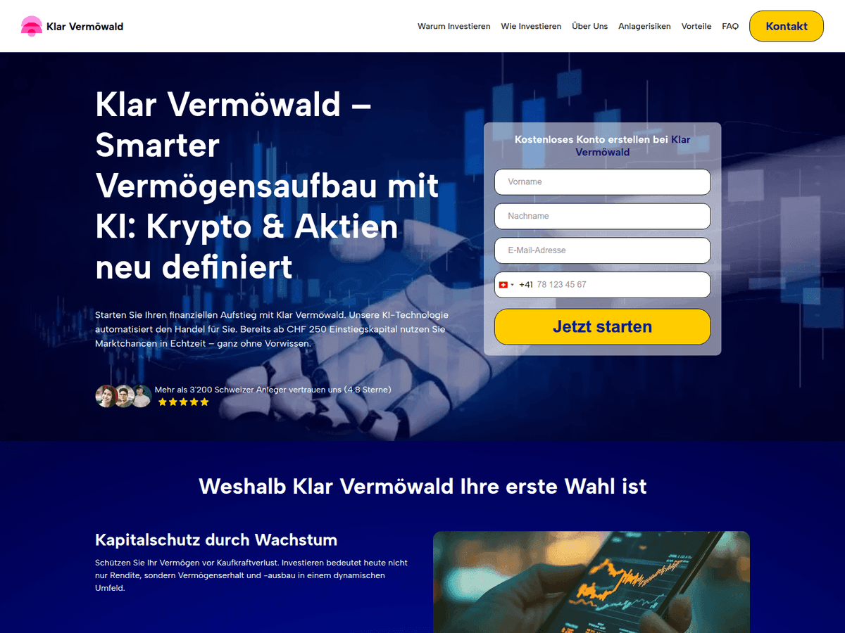 Screenshot der Webseite Klar Vermowald (klar-vermowald.ch)