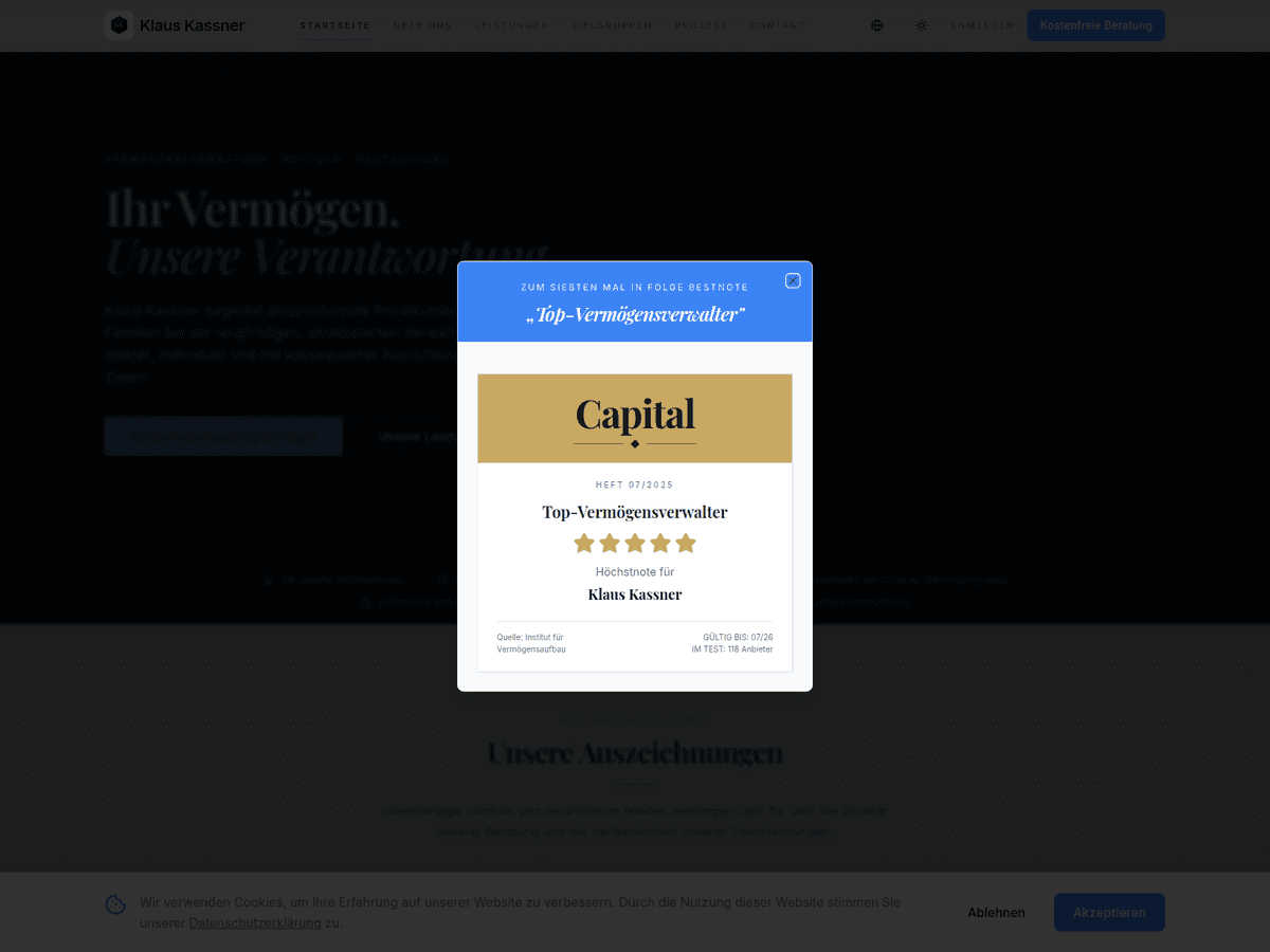 Screenshot der Webseite Klauskassner (klauskassner.com)