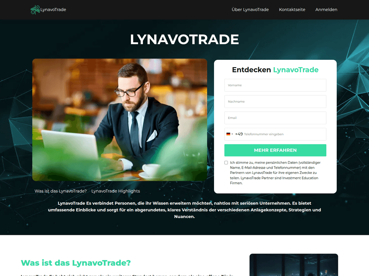 Screenshot der Webseite Lynavotrade Systems (lynavotrade-systems.de)