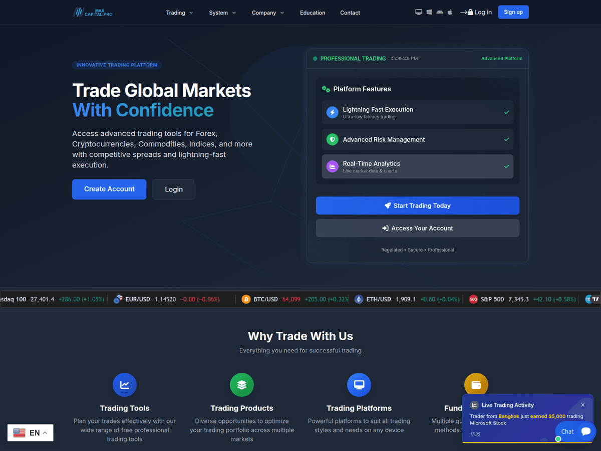 Screenshot von Maxcapitalpro