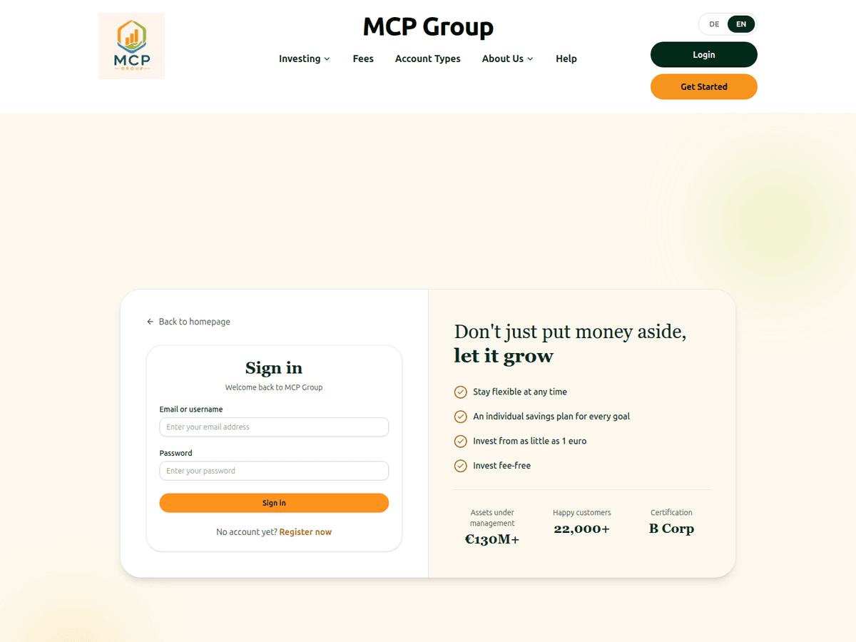 Screenshot der Webseite Mcpgroup (mcpgroup.io)