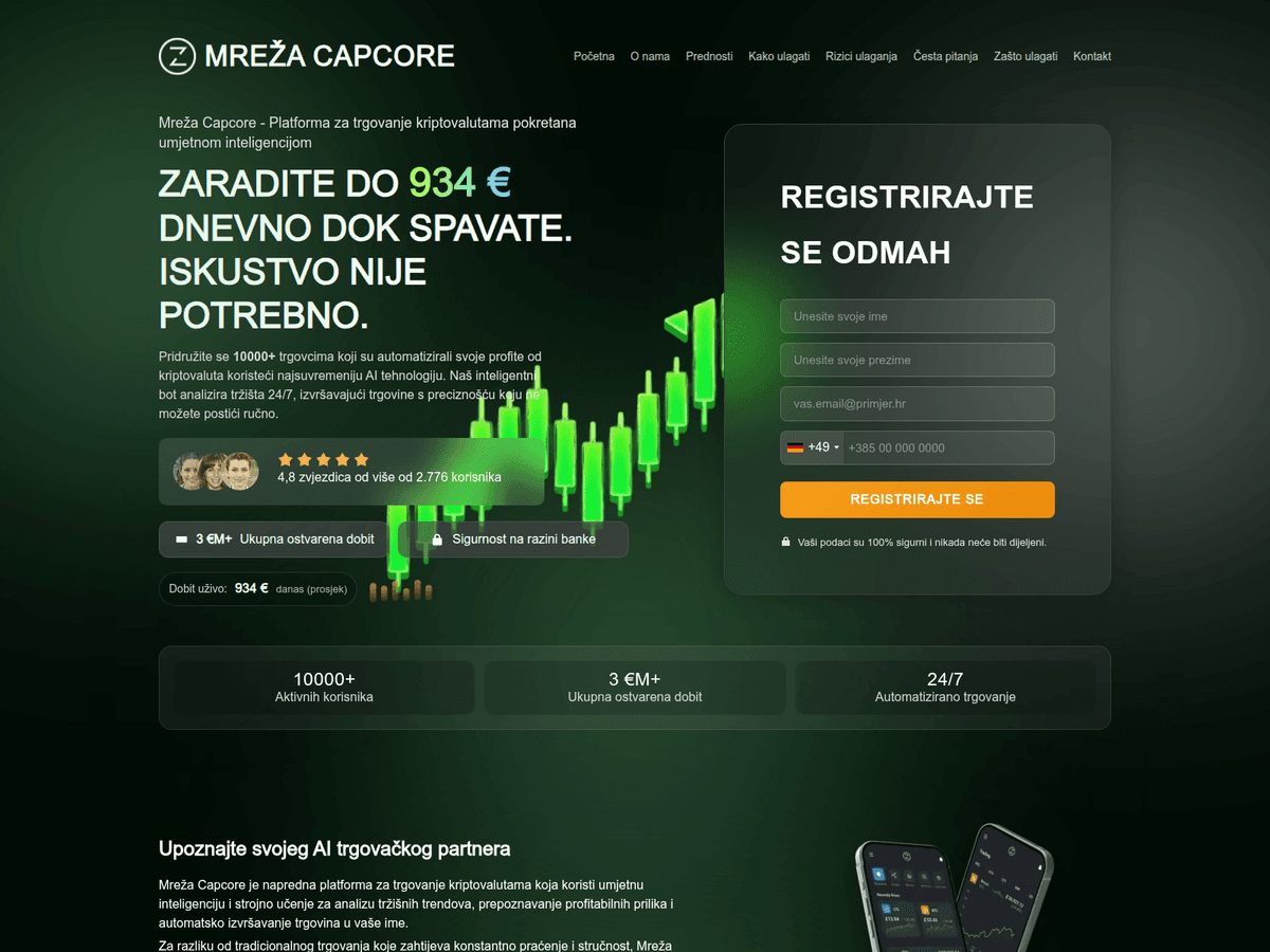 Screenshot der Webseite Mrea Capcore (mrea-capcore.net)