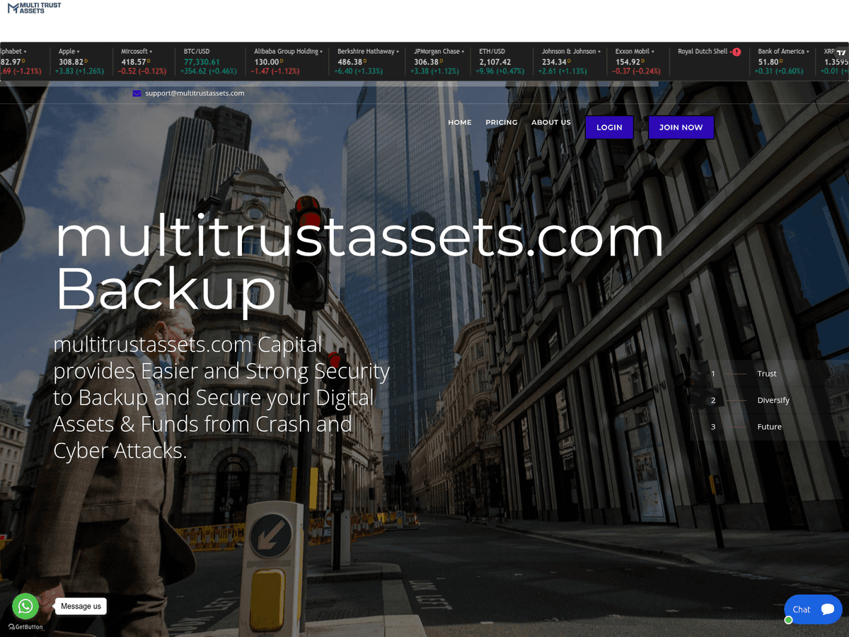 Screenshot der Webseite Multitrustassets (multitrustassets.com)