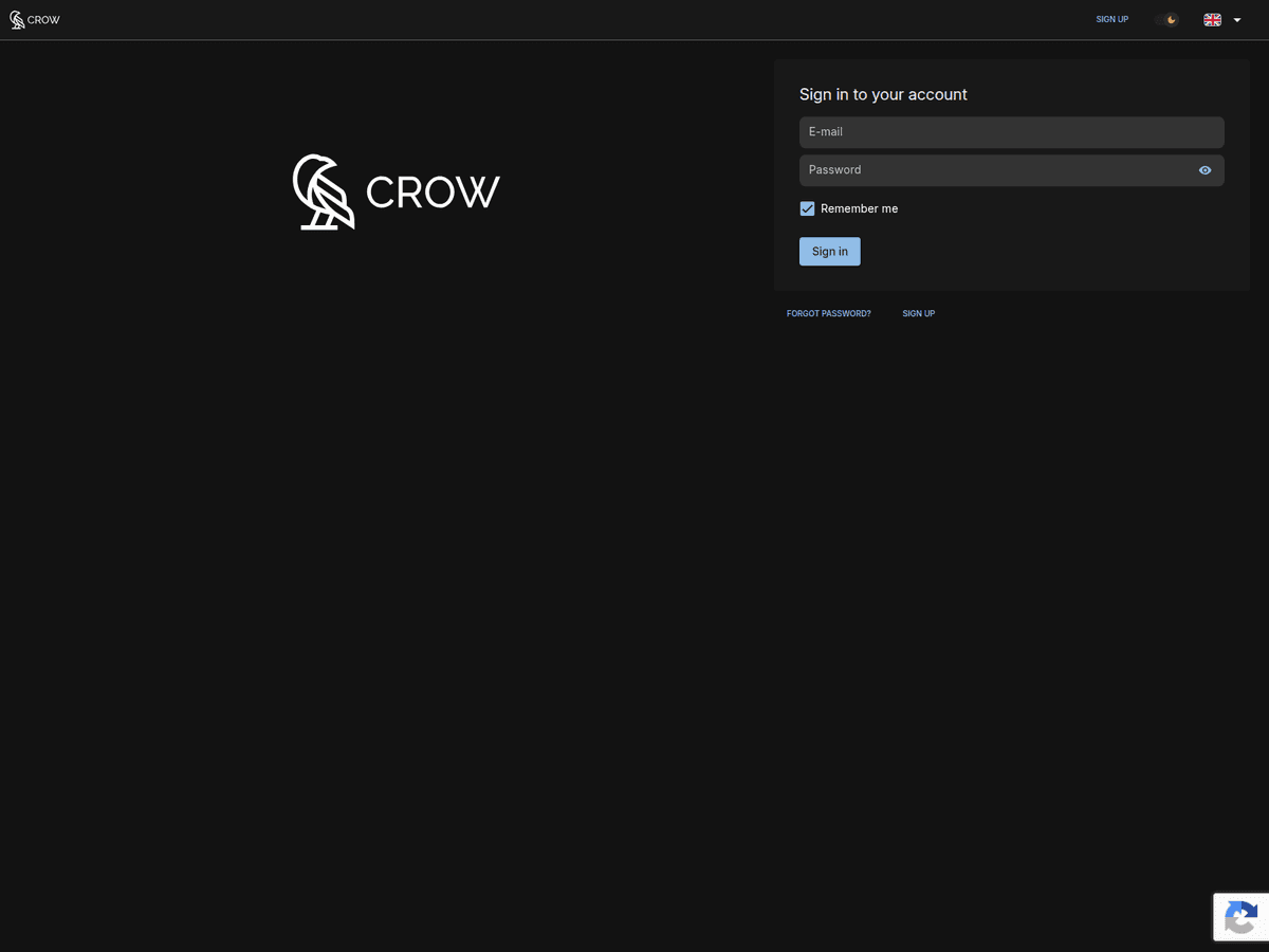 Screenshot der Webseite Crow Hold (my.crow-hold.com)