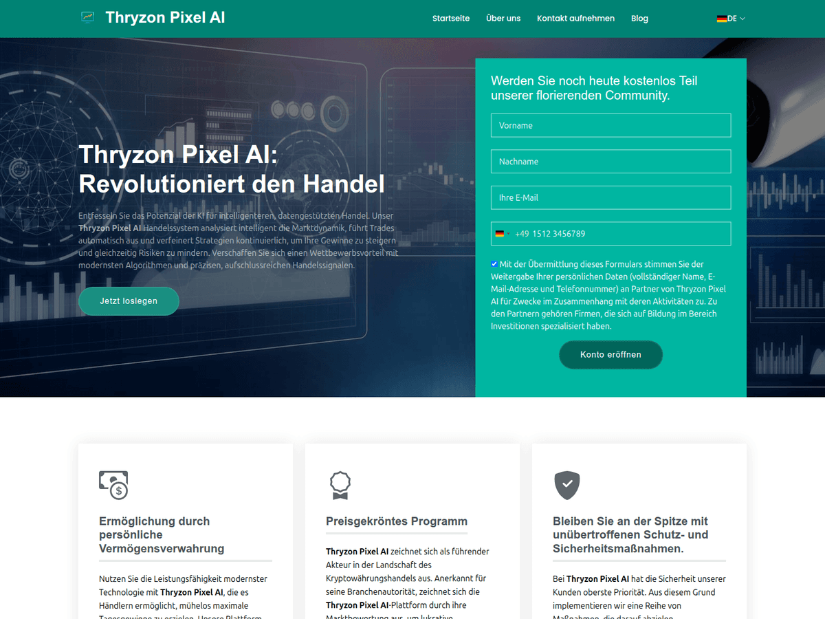 Screenshot der Webseite My Thryzonpixelai (my-thryzonpixelai.de)