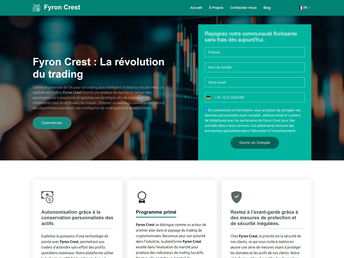Screenshot der Webseite Myfyroncrest (myfyroncrest.com)