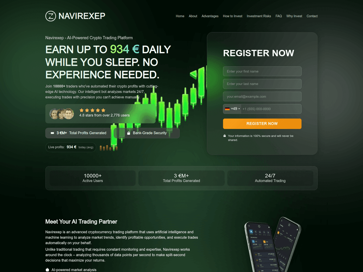 Screenshot der Webseite Navirexeptrade (navirexeptrade.com)
