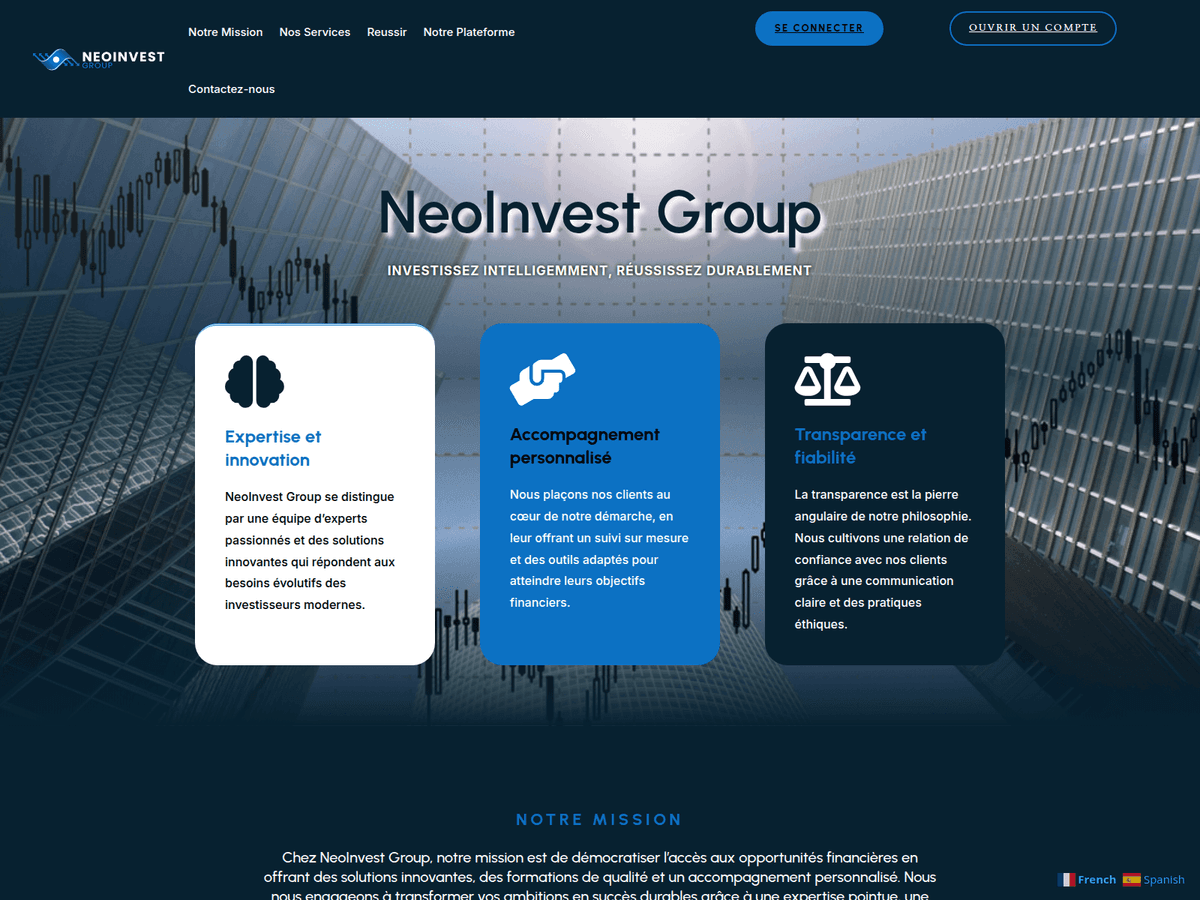 Screenshot der Webseite Neoinvest Group (neoinvest-group.com)