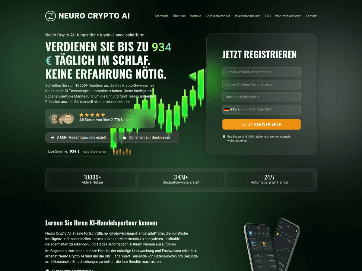 Screenshot der Webseite Neurocryptoaitrade (neurocryptoaitrade.de)