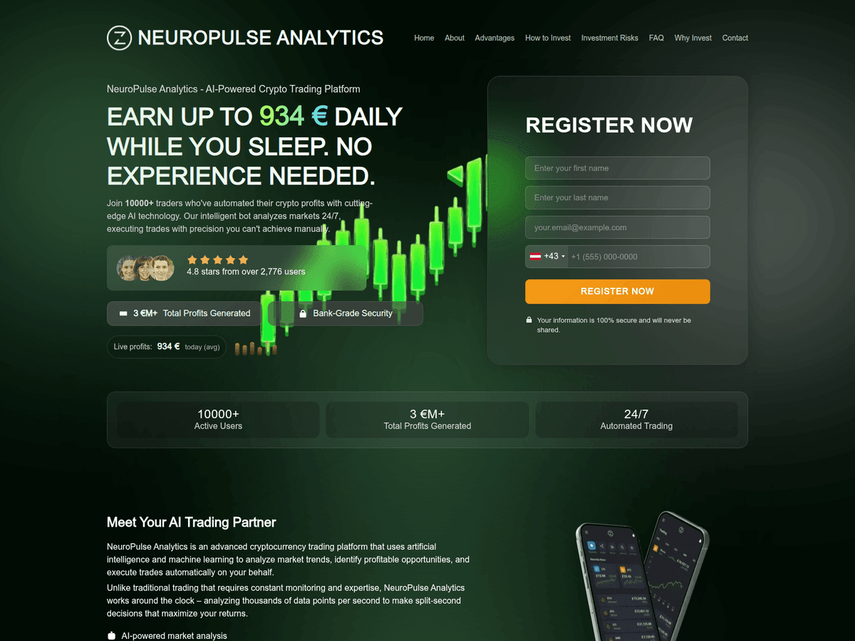 Screenshot der Webseite Neuropulse Analytics (neuropulse-analytics.org)
