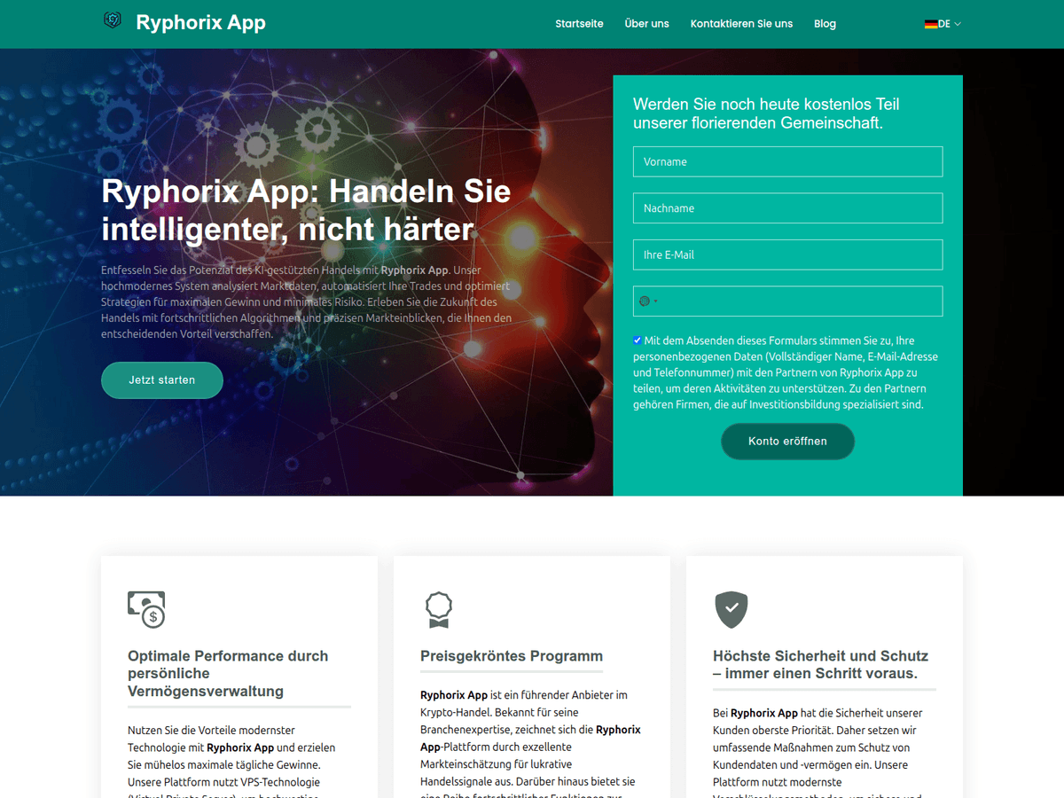 Screenshot der Webseite Newryphorixapp (newryphorixapp.com)