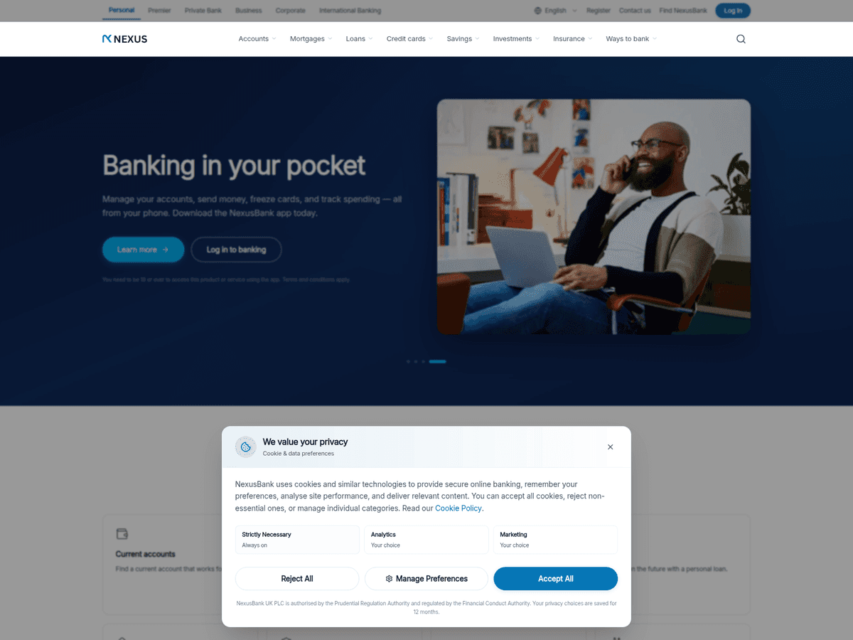 Screenshot der Webseite Nexusbankuk (nexusbankuk.com)