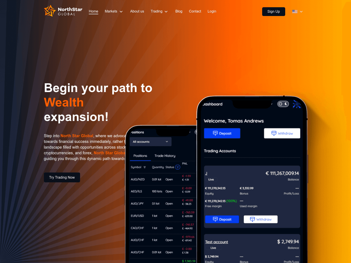Screenshot der Webseite Northstar Global (northstar-global.co)