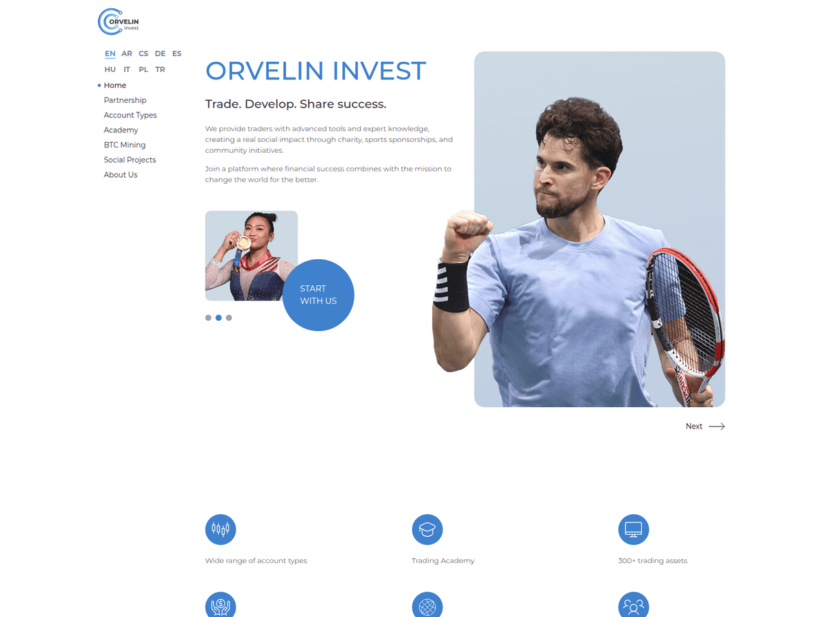 Screenshot von Orvelin Invest