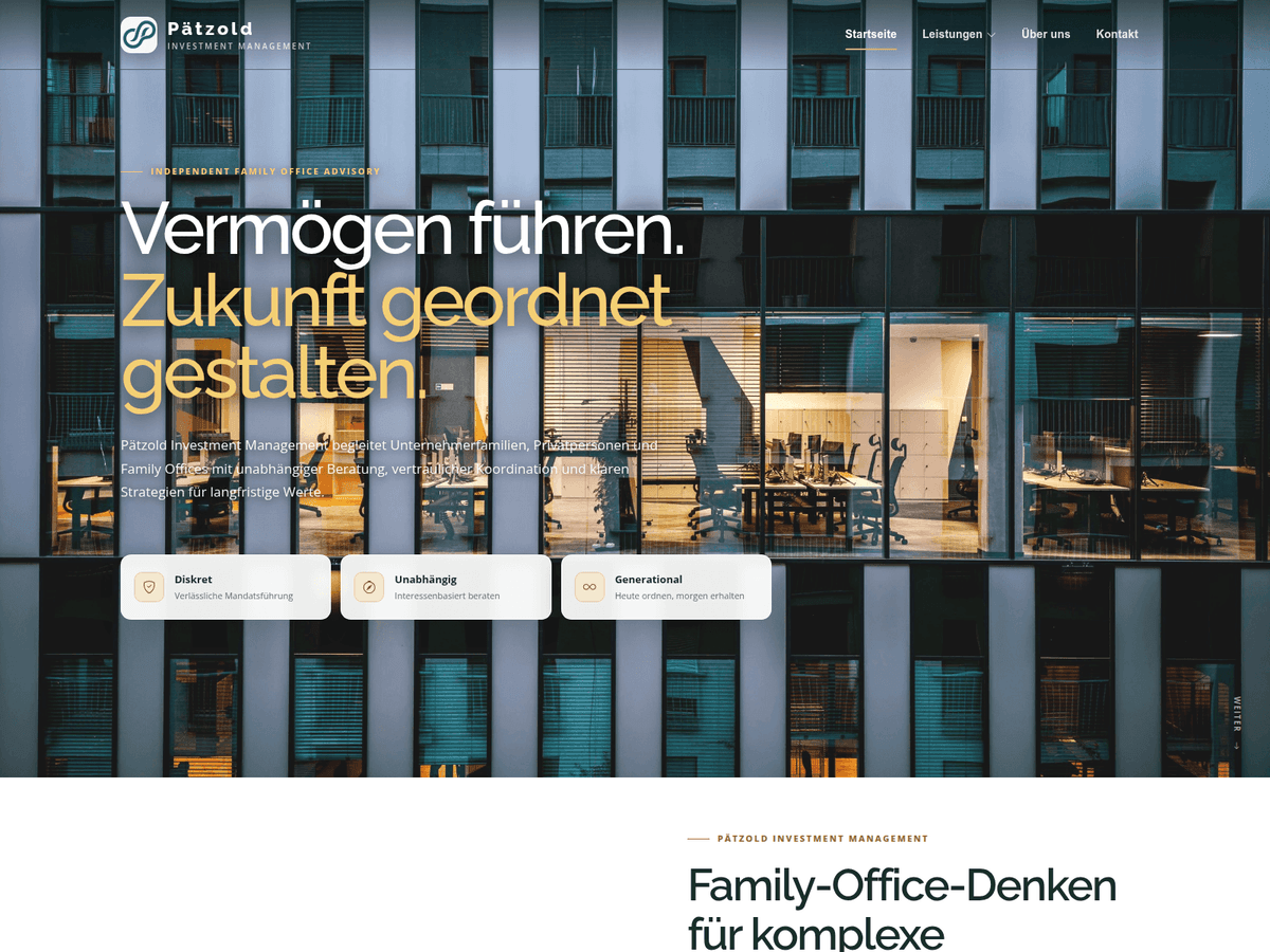 Screenshot der Webseite P Investment Management (p-investment-management.com)