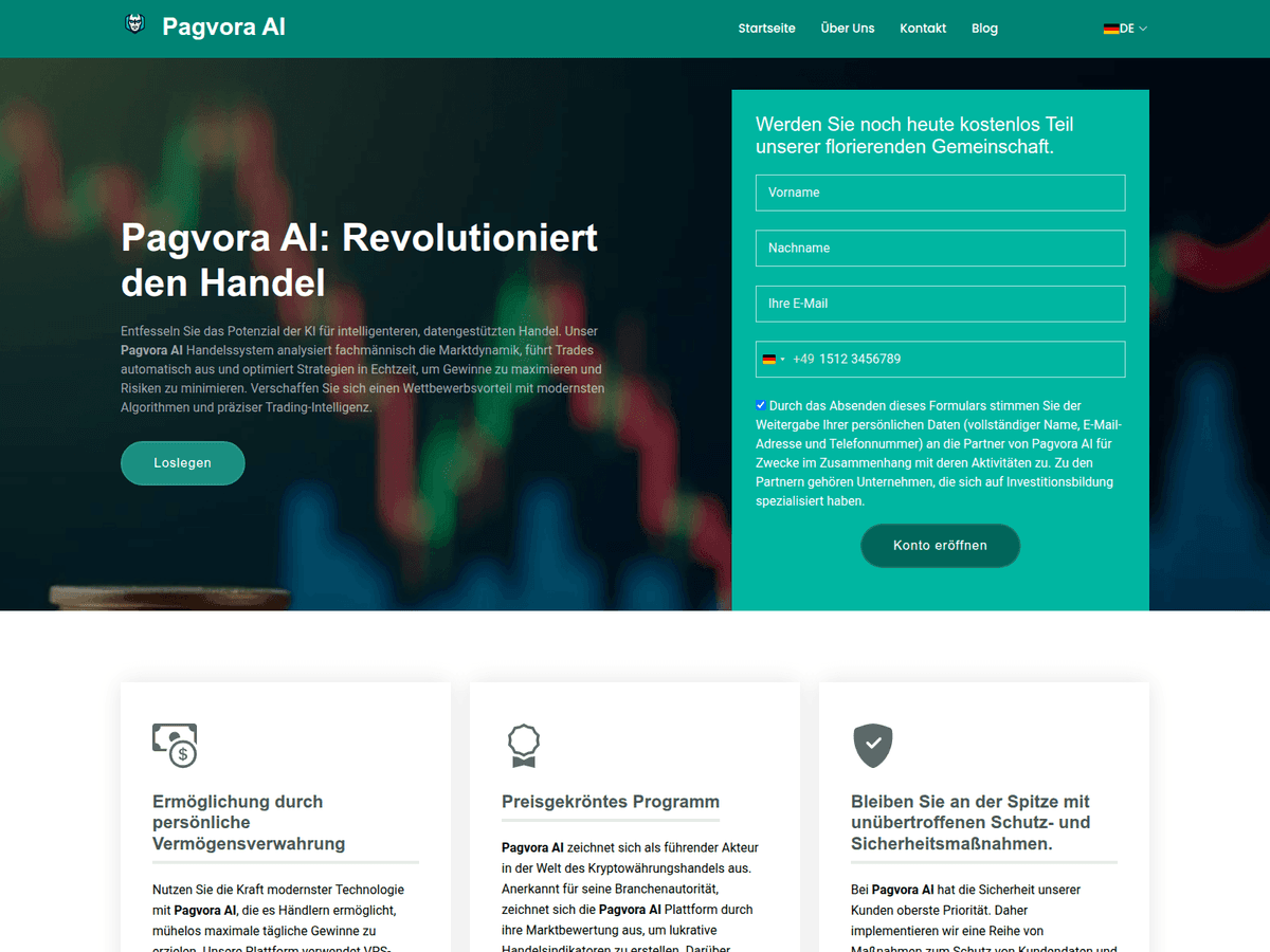 Screenshot der Webseite Pagvora Ai (pagvora-ai.com)