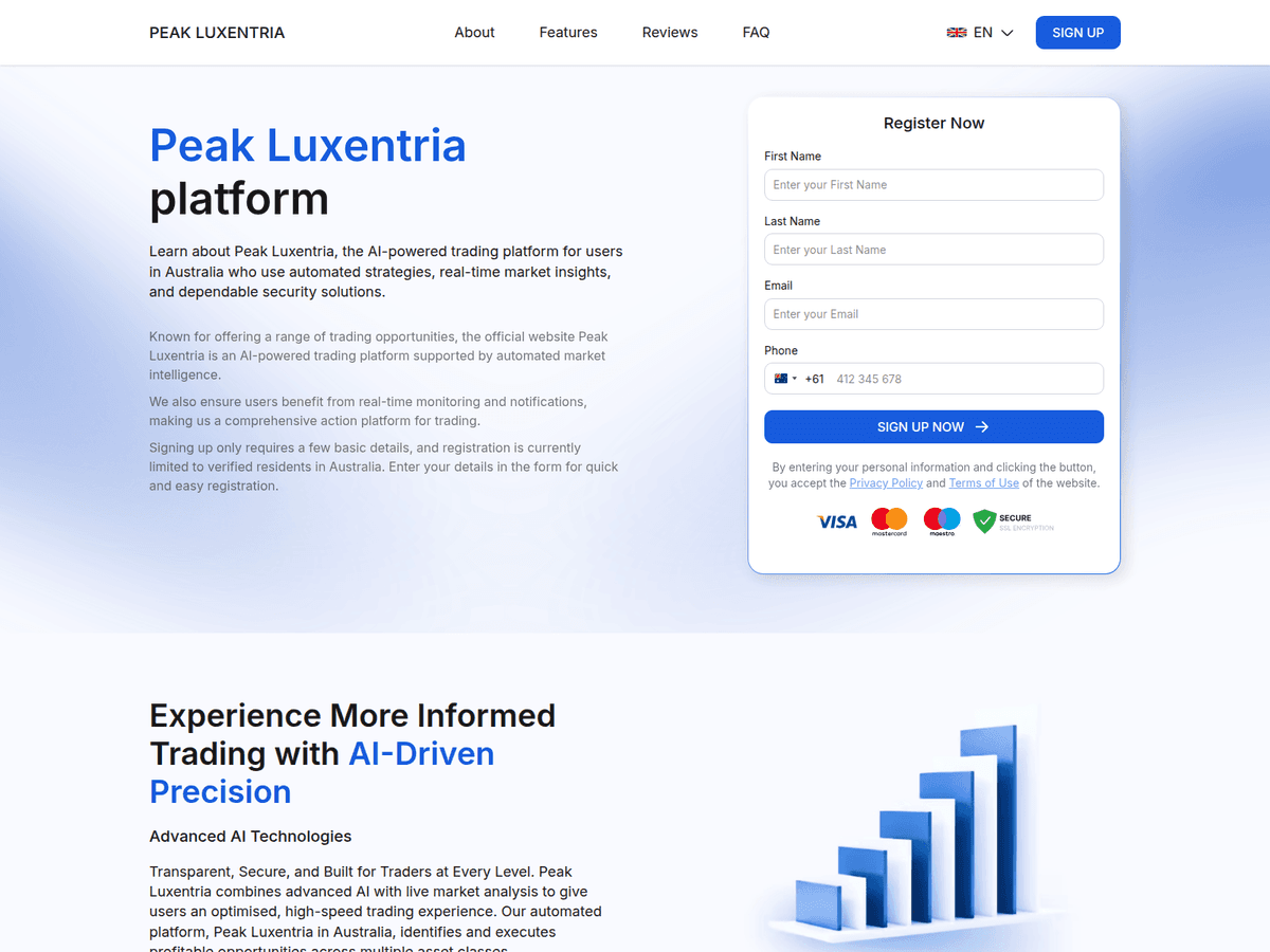 Screenshot der Webseite Peak Luxentria (peak-luxentria.com)