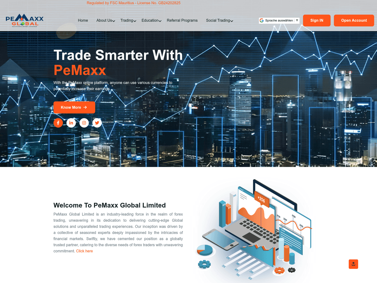 Screenshot der Webseite Pemaxx (pemaxx.com)