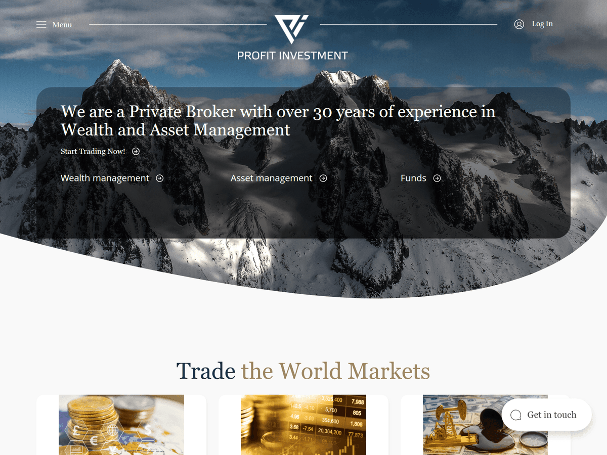 Screenshot der Webseite Profitinvestments (profitinvestments.ch)