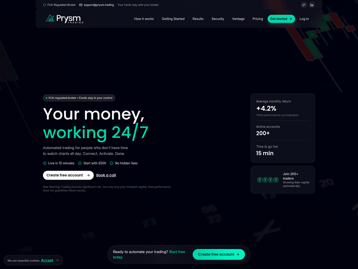 Screenshot von Prysmtrading