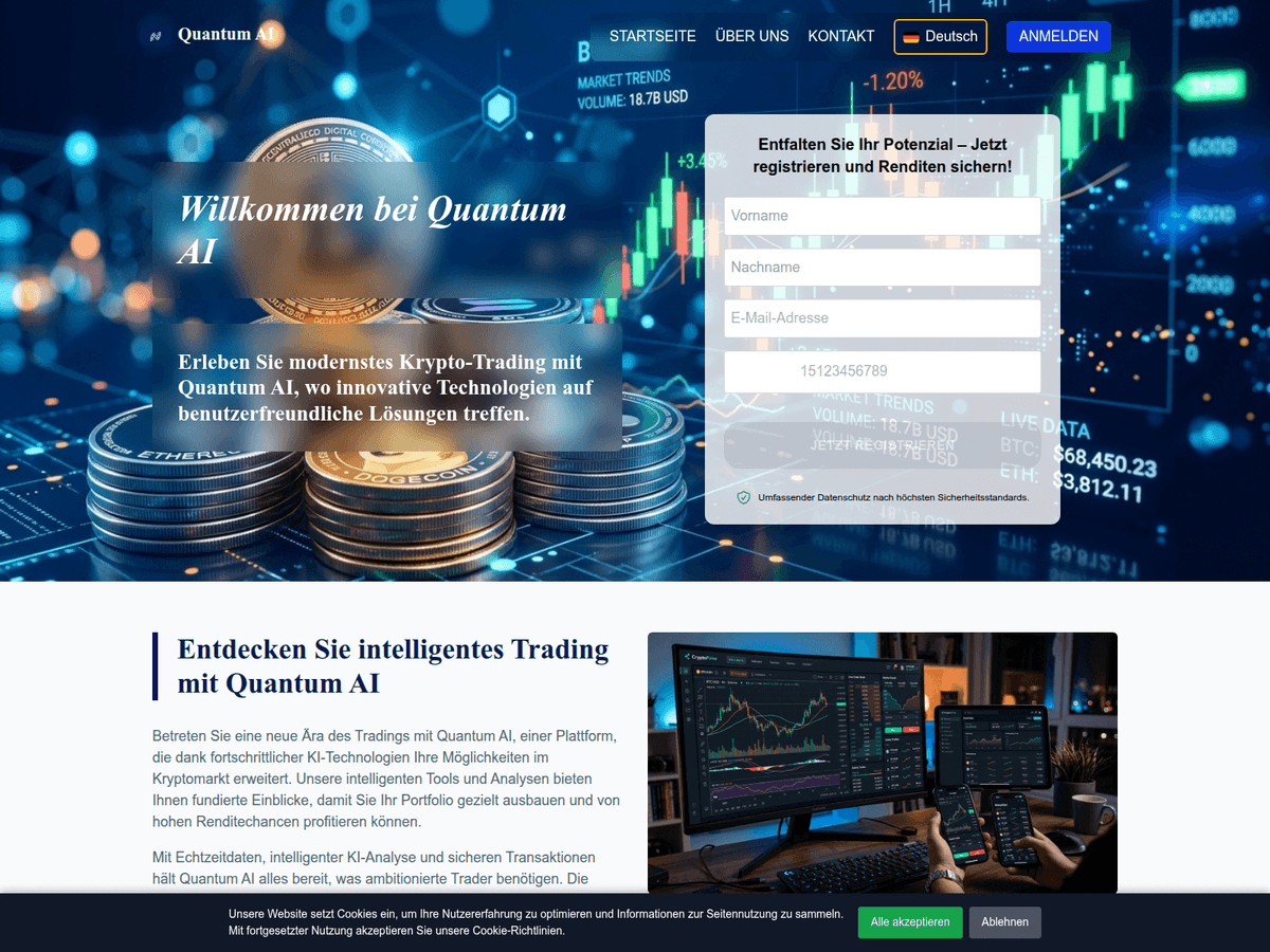 Screenshot der Webseite Quantum Ai (quantum-ai.art)