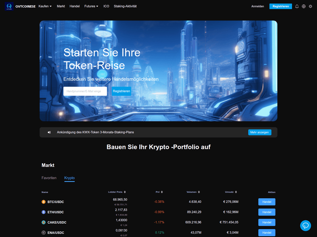 Screenshot der Webseite Qvtcoinese (qvtcoinese.com)