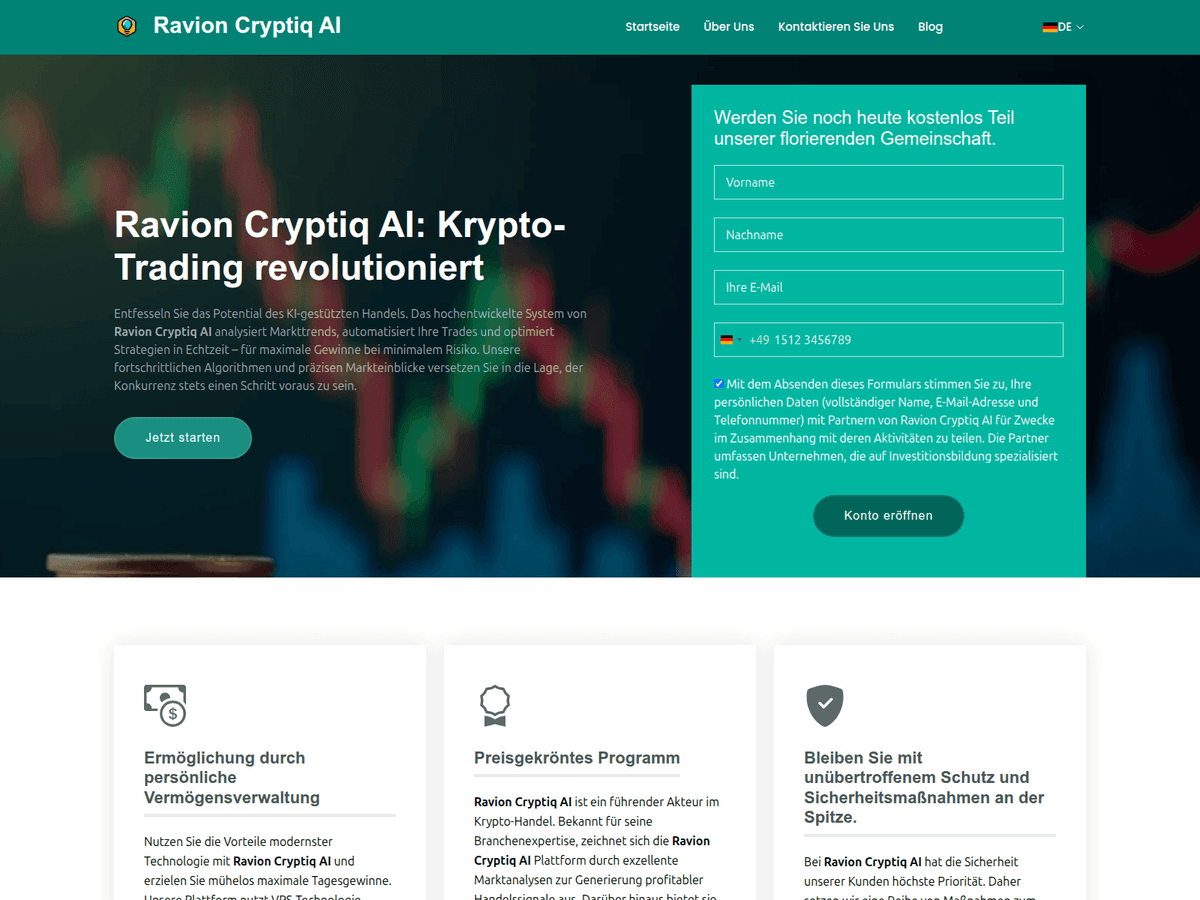 Screenshot der Webseite Ravioncryptiqai (ravioncryptiqai.net)