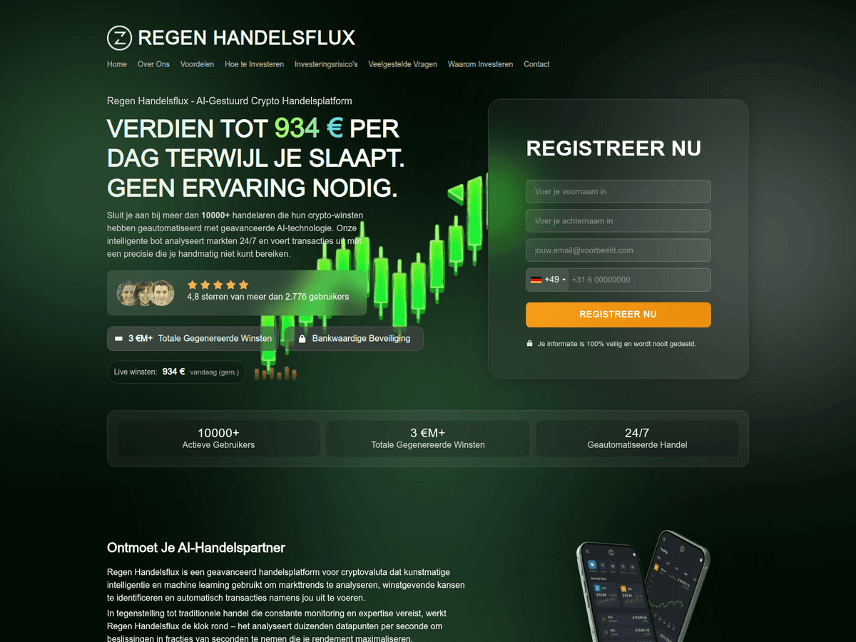 Screenshot der Webseite Regenhandelsfluxtrade (regenhandelsfluxtrade.com)