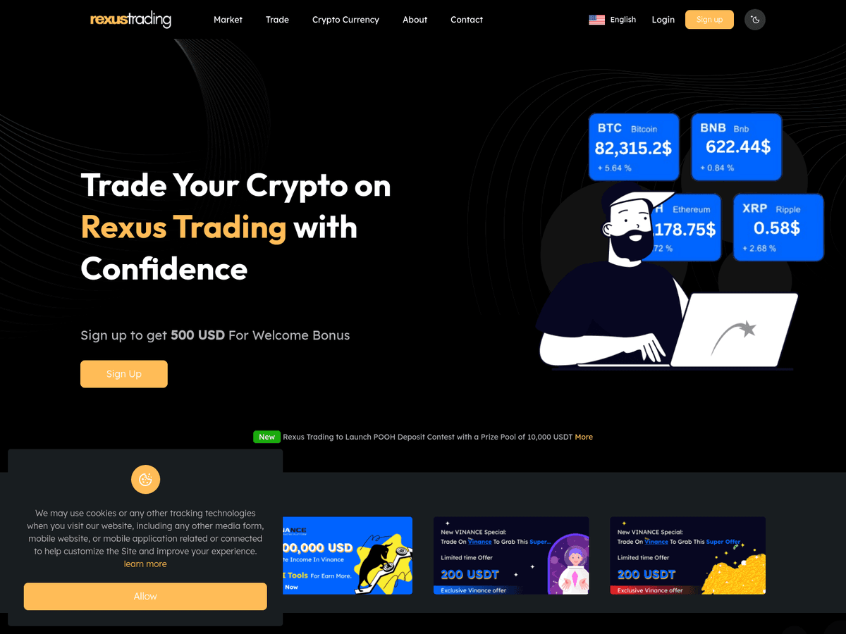 Screenshot der Webseite Rexustrading (rexustrading.com)