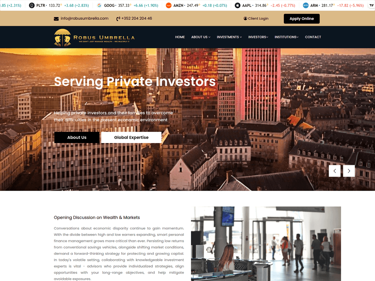Screenshot der Webseite Robusumbrella (robusumbrella.com)