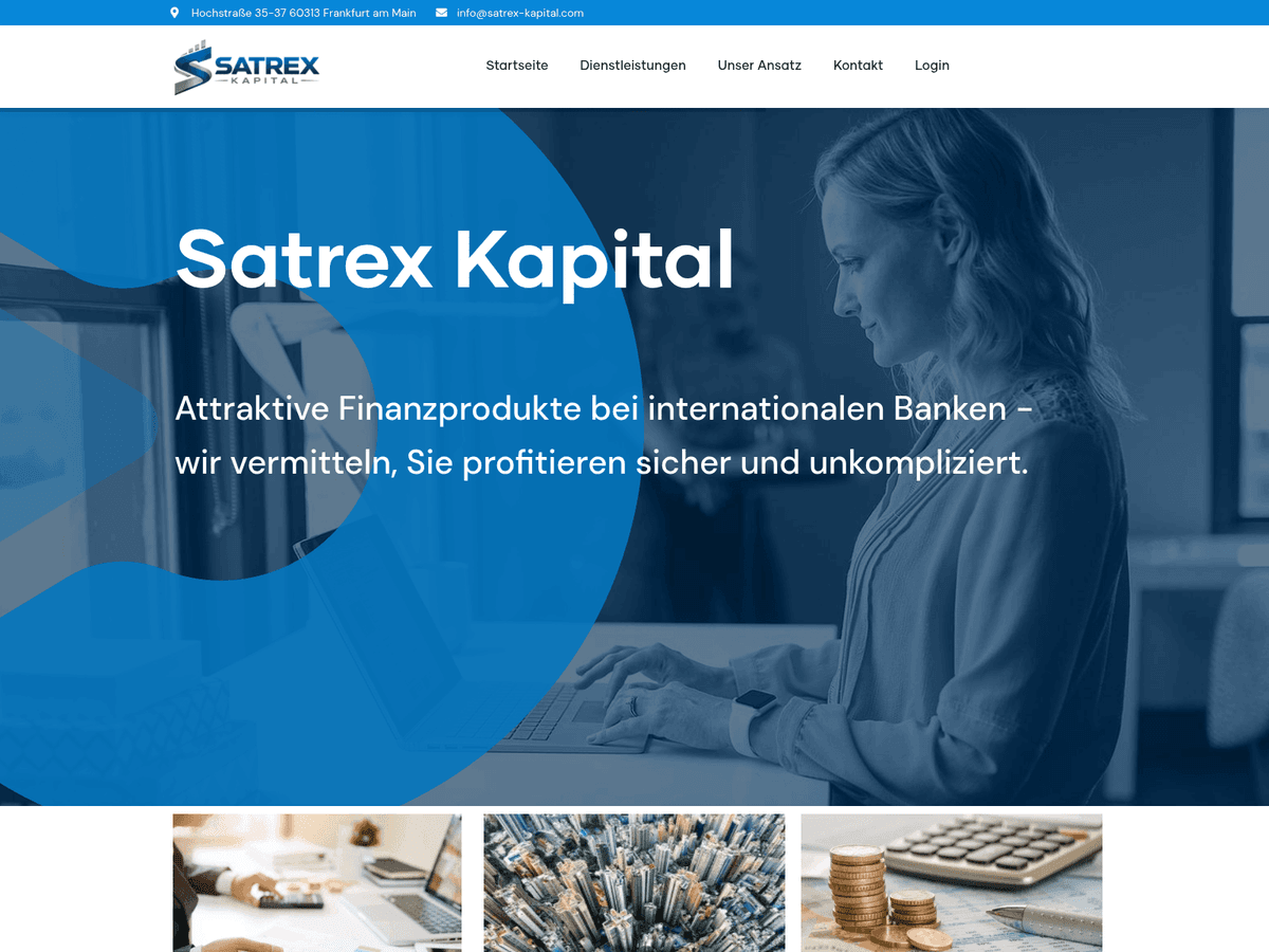 Screenshot der Webseite Satrex Kapital (satrex-kapital.com)