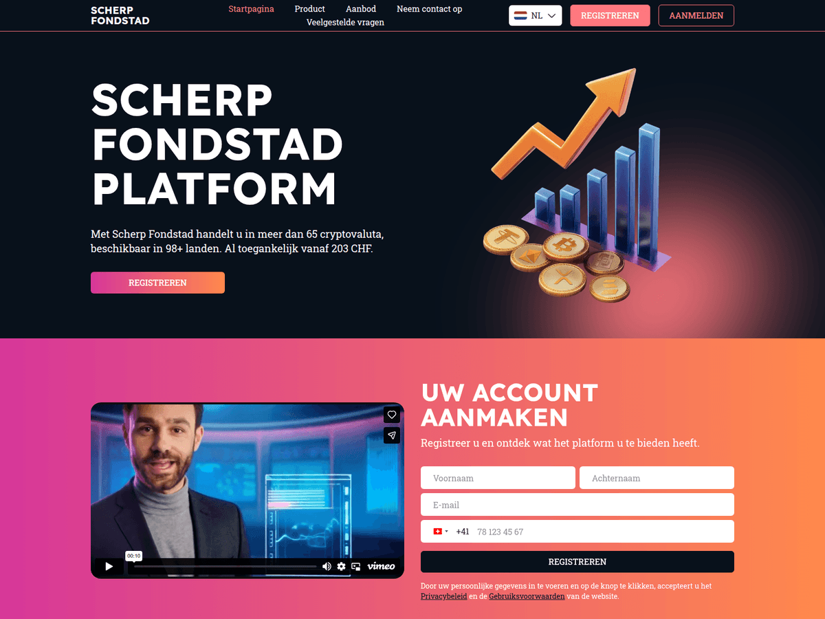 Screenshot der Webseite Scherp Fondstad (scherp-fondstad.com)