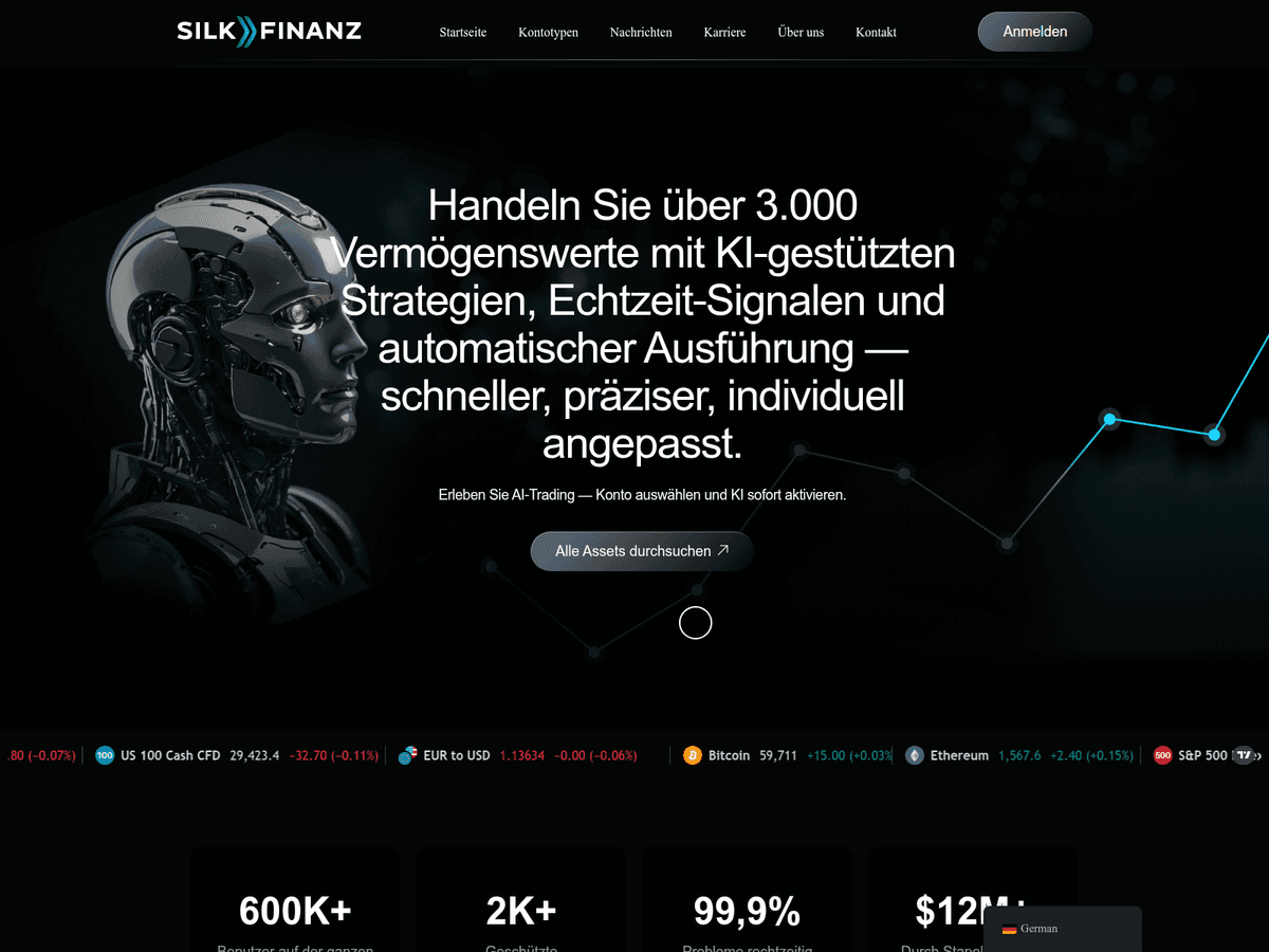 Screenshot der Webseite Silkfinanz (silkfinanz.com)