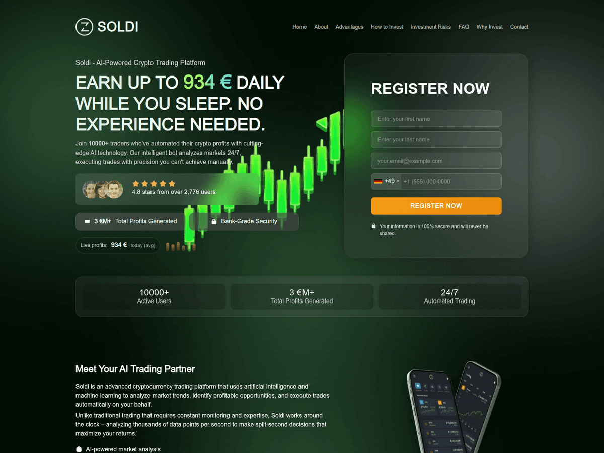 Screenshot der Webseite Solditrade (solditrade.com)