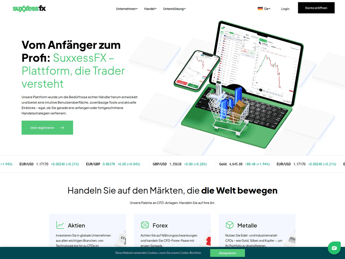 Screenshot der Webseite Suxxessfx (suxxessfx.net)