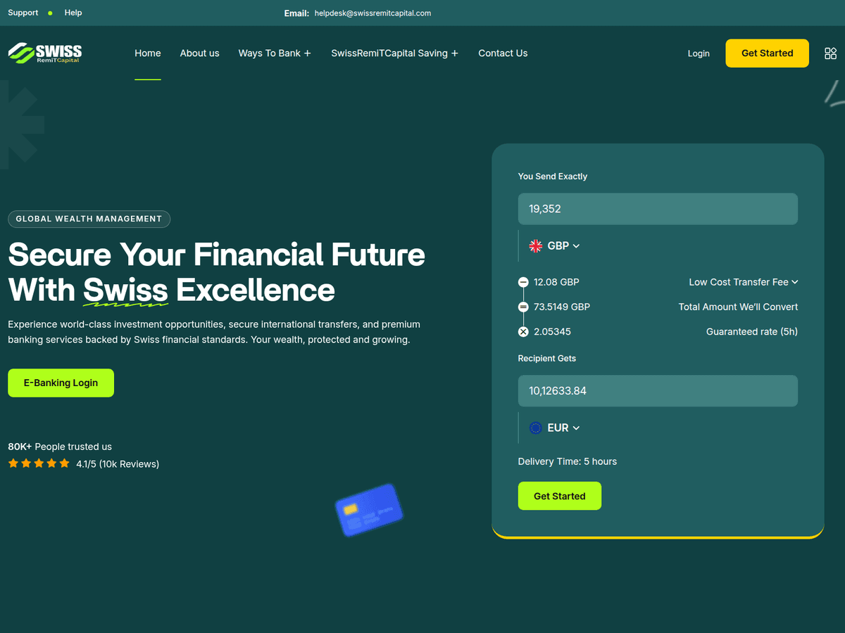 Screenshot der Webseite Swissremitcapital (swissremitcapital.com)