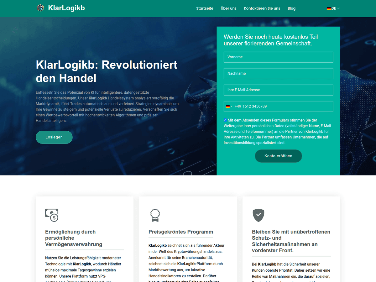 Screenshot der Webseite The Klarlogikb (the-klarlogikb.org)