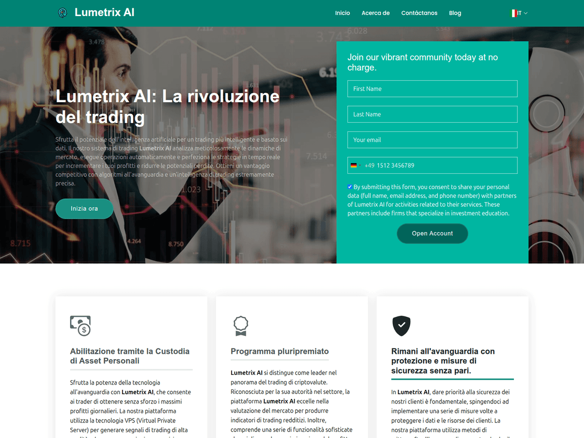 Screenshot der Webseite The Lumetrixai (the-lumetrixai.org)