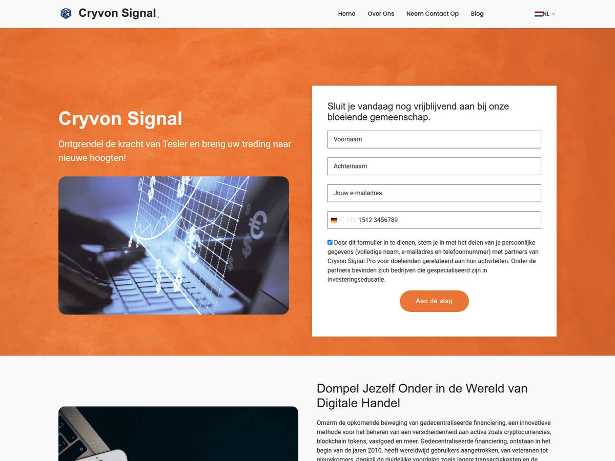 Screenshot der Webseite Thecryvonsignal (thecryvonsignal.net)