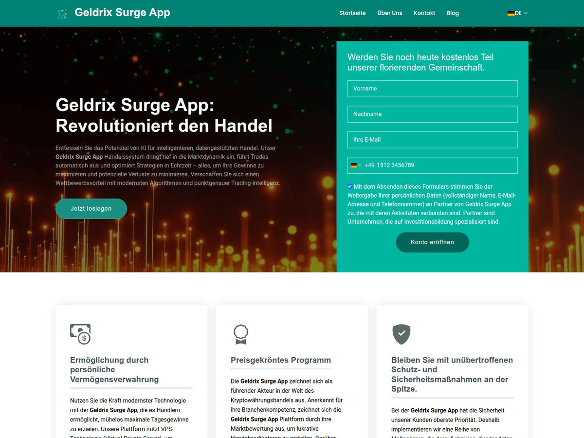 Screenshot der Webseite Thegeldrixsurgeapp (thegeldrixsurgeapp.de)