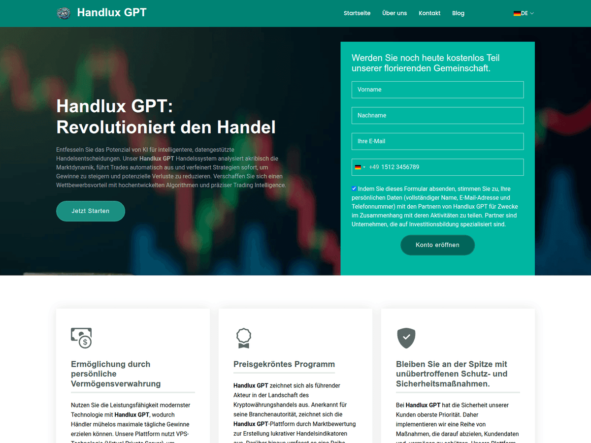 Screenshot der Webseite Thehandluxgpt (thehandluxgpt.net)