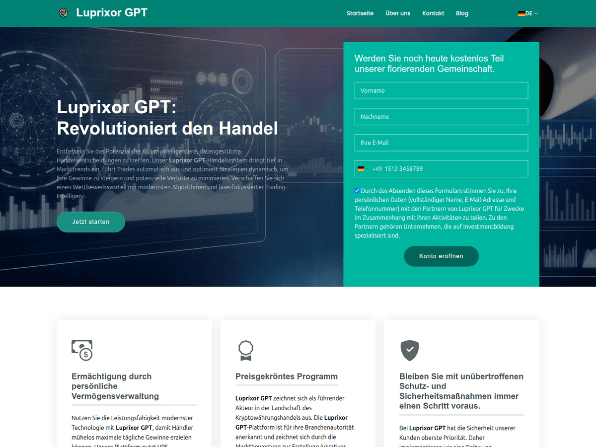 Screenshot der Webseite Theluprixorgptapp (theluprixorgptapp.de)