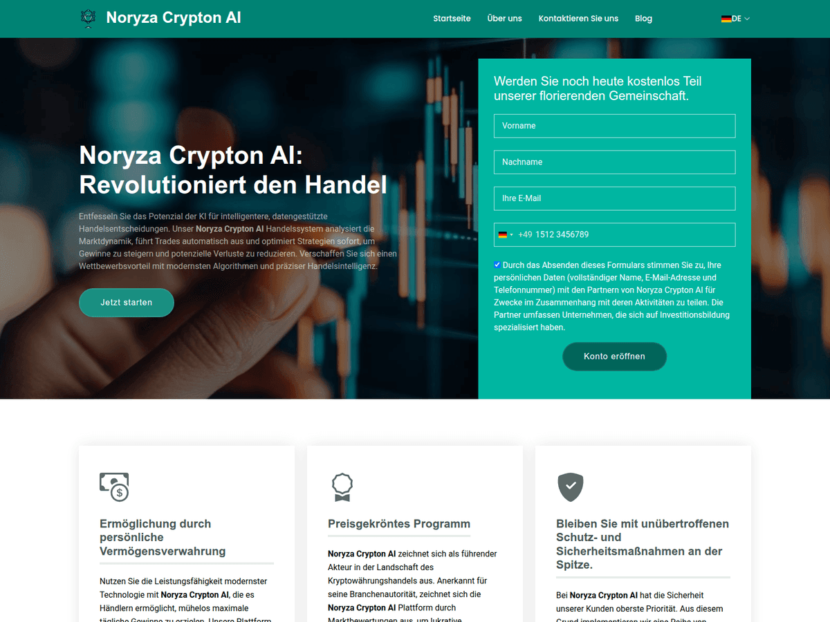 Screenshot der Webseite Thenoryzacryptonai (thenoryzacryptonai.com)