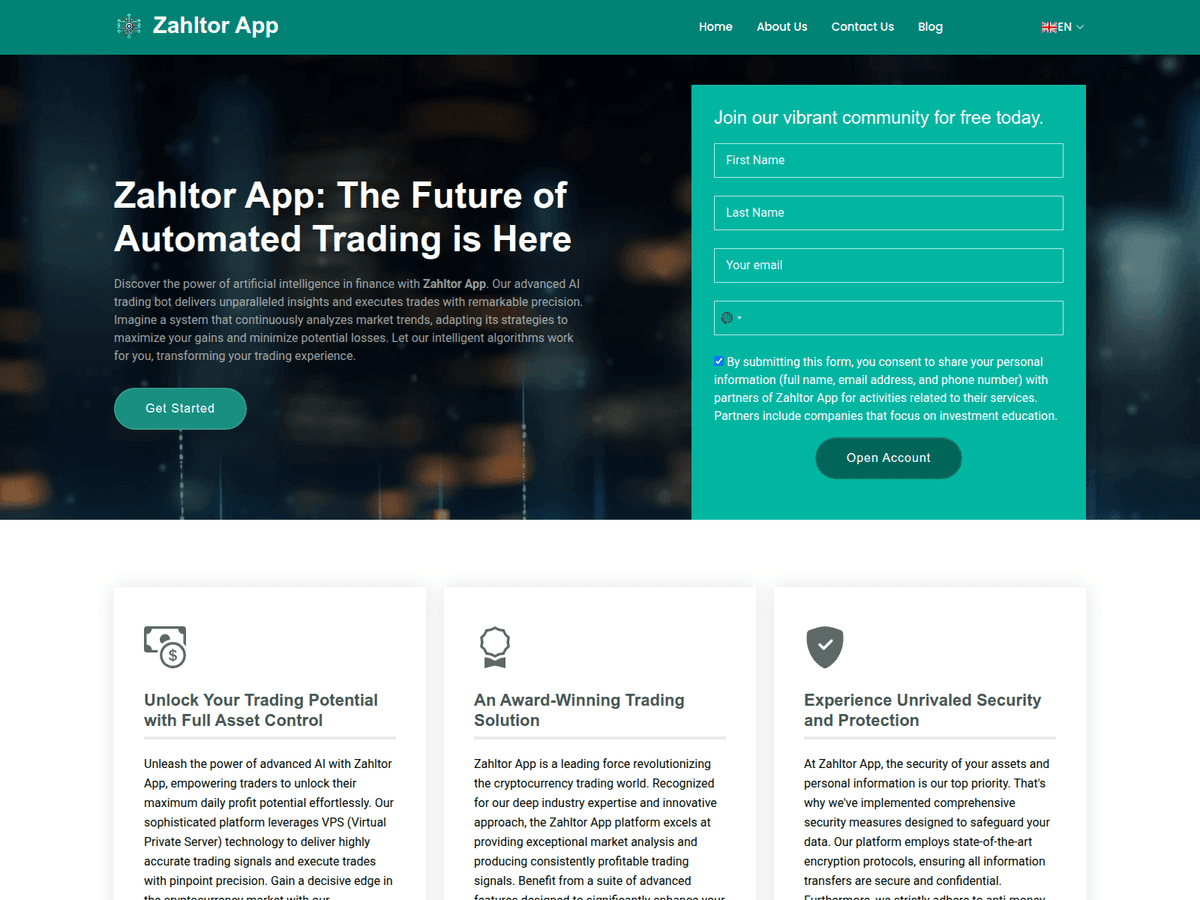 Screenshot der Webseite Thezahltorapp (thezahltorapp.net)