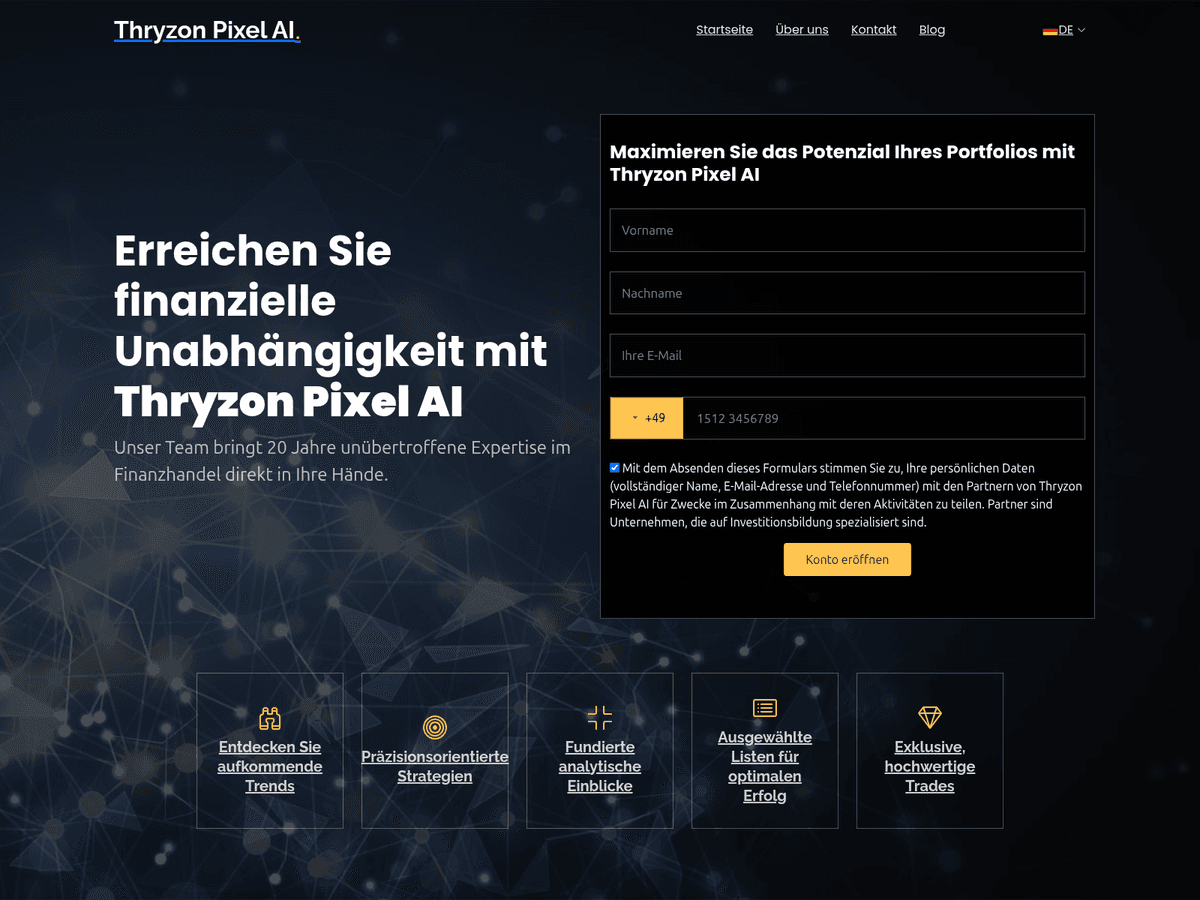 Screenshot der Webseite Thryzonpixel Ai (thryzonpixel-ai.de)