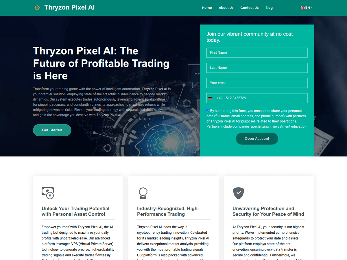 Screenshot der Webseite Thryzonpixel Ai (thryzonpixel-ai.net)